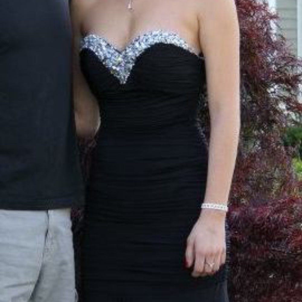 Strapless Black Prom Dress With Beading
